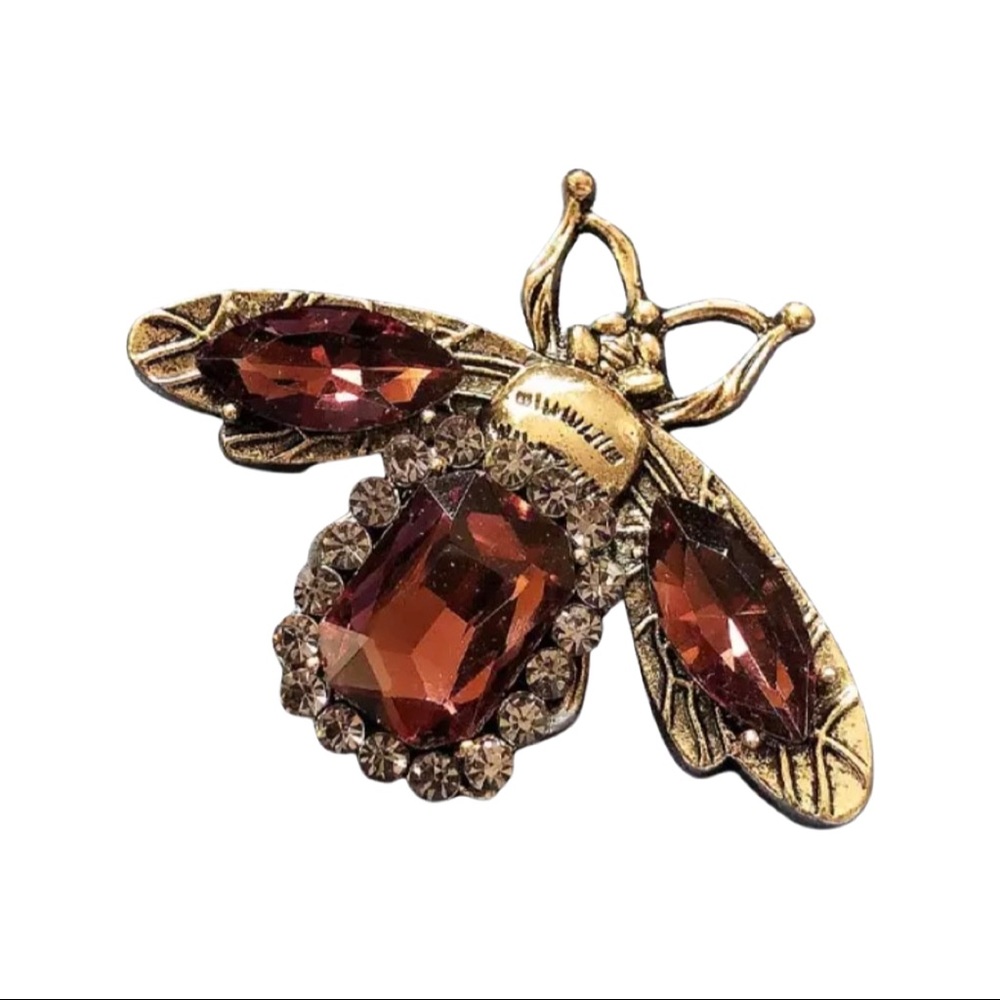Vintage purple Rhinestone Bee brooch